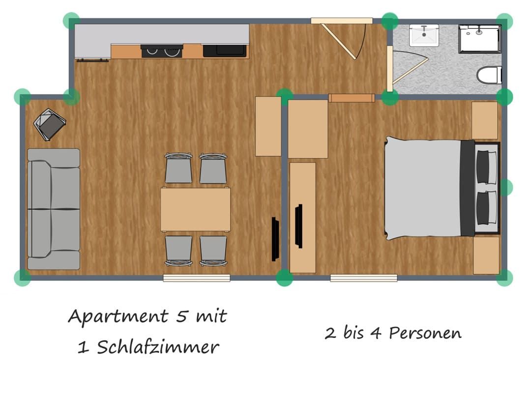 Grundrissplan von Appartement 5 im Berghof Steinbock