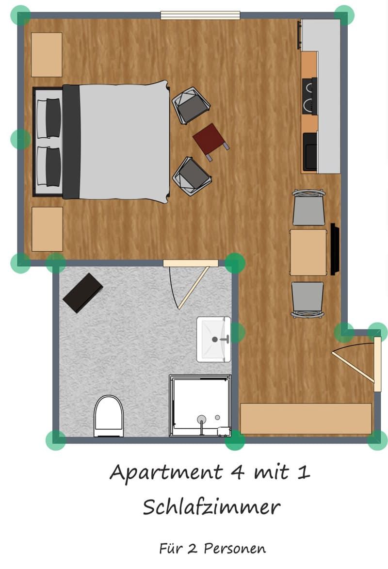 Grundrissplan von Appartement 4 im Berghof Steinbock