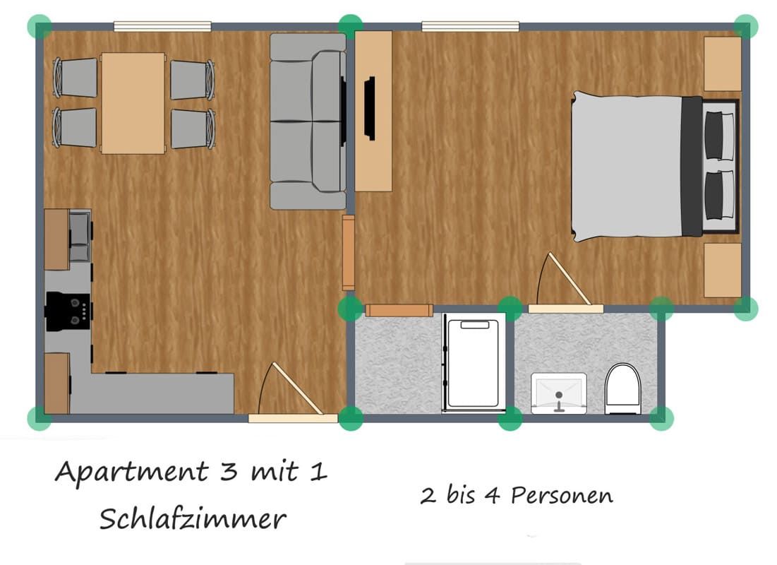 Grundrissplan von Appartement 3 im Berghof Steinbock